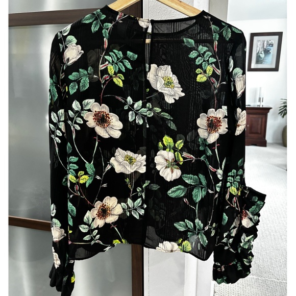 H&M Black Floral Blouse - Size 6 - Picture 1 of 8